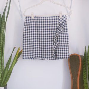 Express Gingham Mini Skirt Ruffle